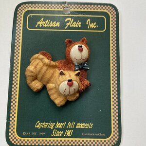 Vintage  Brooch Two Cats